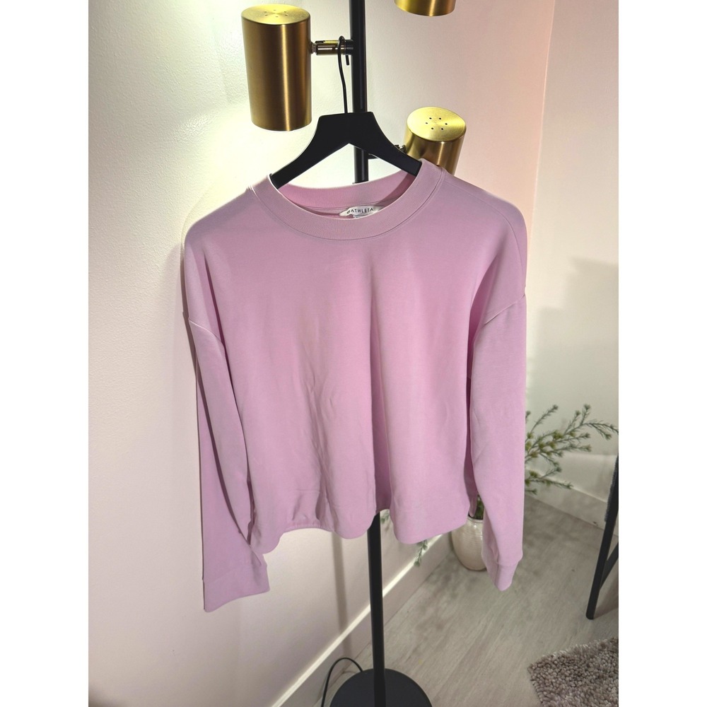 Athleta Womens Lilac Pink Tencel Modal Relaxed Crew Neck Sweatshirt Large
